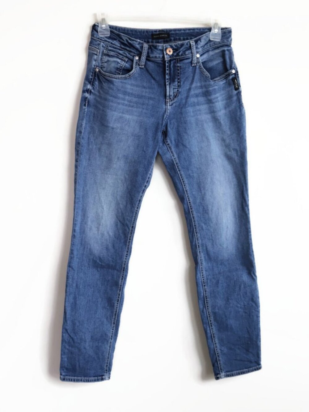 Silver Jeans, Medium Blue, Jeans with Embroidered Back Pockets, Size W29/L29